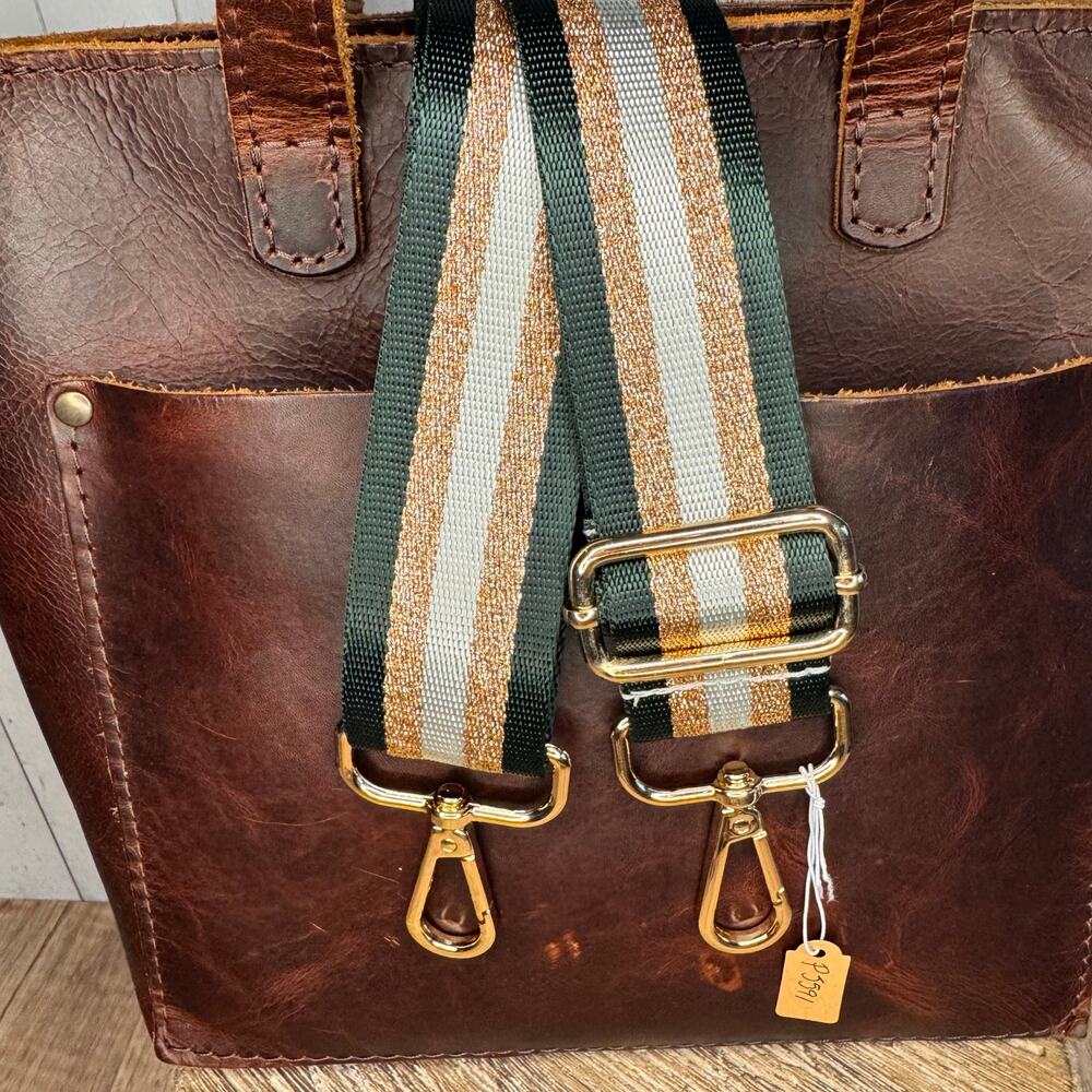 Dark Green Gold Striped Crossbody Strap Colorful Purse Strap Guitar Bag Strap